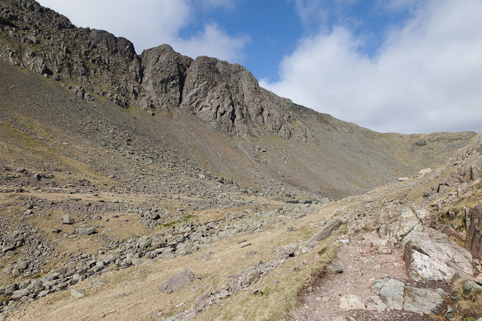 Dow Crag approaching Goats Water below Coniston Old Man in the Lake District