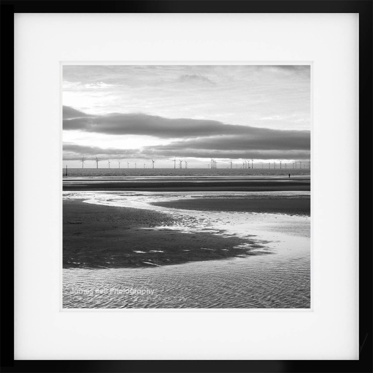 Black and White framed print of Crosby Beach