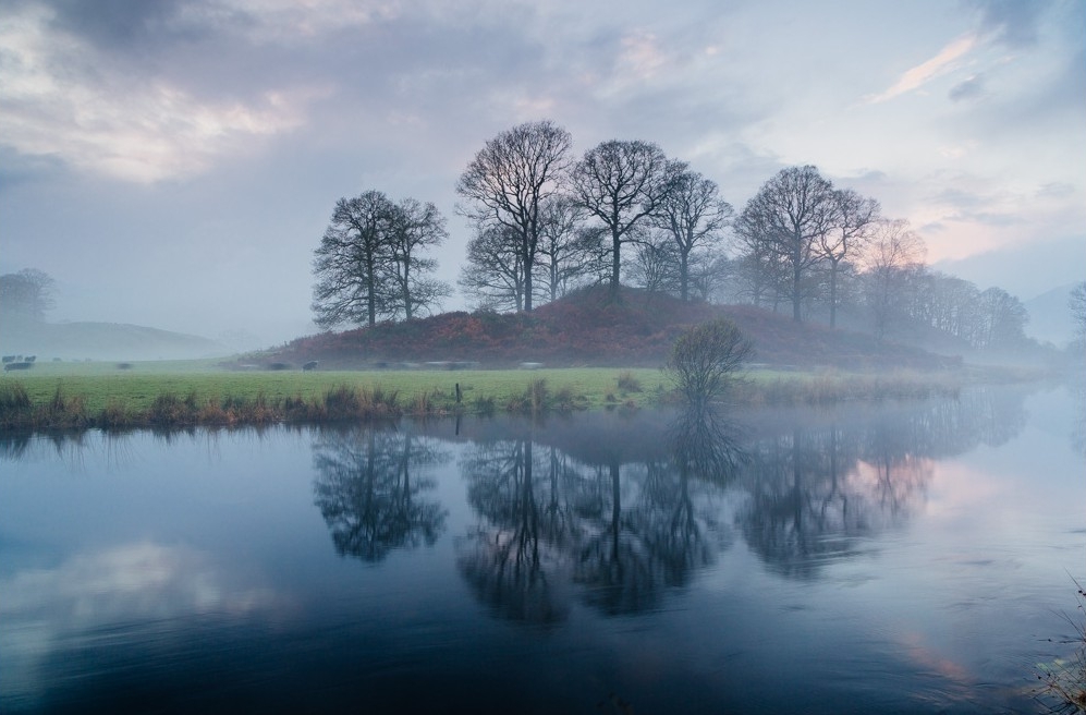 Sunset over the River Brathay at winter